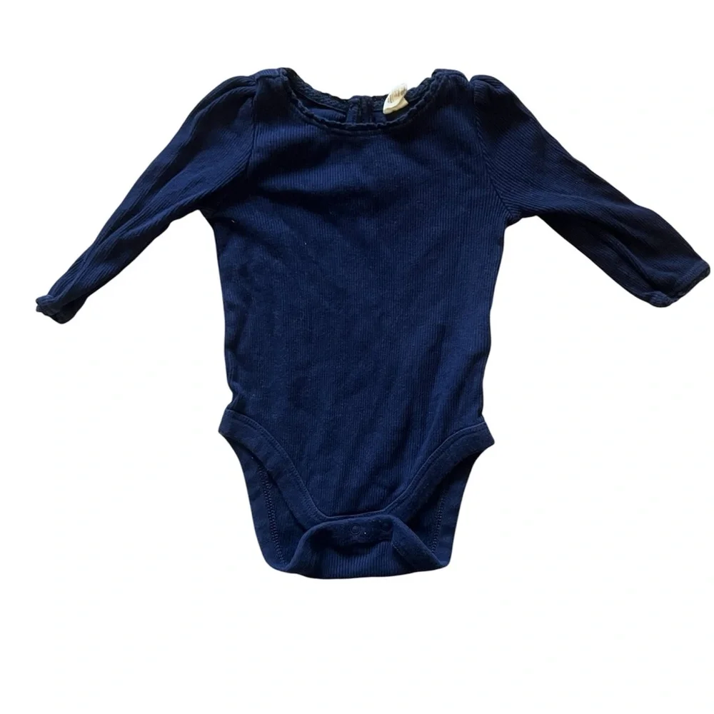 Baby Gap Navy Blue Ribbed Bodysuit | 3-6M
